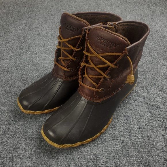 Sperry Saltwater Duck Boots Womens 7 Brown Leather Rain Snow STS91176 - Picture 2 of 13